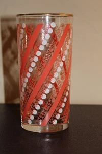 Vintage Libby Orange Stripe and White Dot High Ball Glass - MCM - Picture 1 of 7