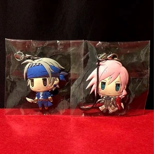 Final Fantasy FF figure rubber key set 2 chain Locke Lightning Square Japan m641 - Picture 1 of 16