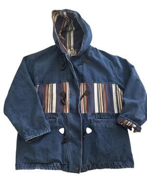 Chaqueta vaquera vintage Stefano International talla 18/20 forro a rayas suroeste Foto 1 de 4