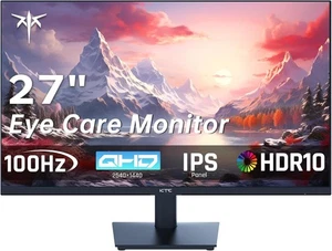 KTC 27 Inch QHD 1440p 100Hz IPS Monitor FreeSync G-Sync HDMI DP HDR10 VESA Tilt - Picture 1 of 6