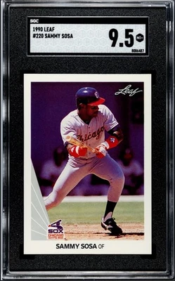 1990 Leaf 220 Sammy Sosa RC SGC 9.5 Mint + White Sox Rangers Cubs Orioles - Image 1 of 2