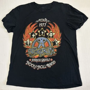 Aerosmith Shirt Mens Large Black Tour 1977 Graphic Rock Band Concert T-Shirt - Picture 1 of 5