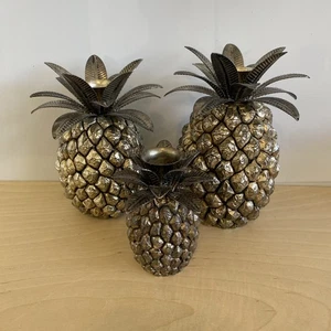 Godinger Silber Art Co Ananas Kerzenständer 3er Set Metallkunst - Bild 1 von 13