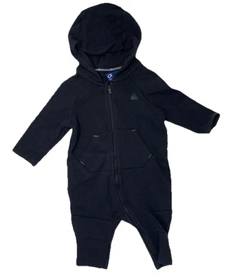 Mameluco Baby Gap Niños 3-6 Meses Negro Con Capucha GapFit Cremallera Frontal Logo Foto 1 de 4