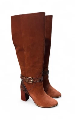 Ted Baker женщин размер США 8 ЕС 38,5 NIIDA коричневый замшевый стек каблука тянуть на платье ботинки - Изображение 1 из 4