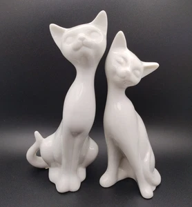 Siamese Cats OMC Japan Otagiri White Ceramic Figurine Mid Century Vintage - Picture 1 of 7