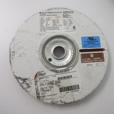 100' Hitachi Conductor Flat Ribbon Cable 23100-010 28/10 Conductor .050 Center - Image 1 of 4