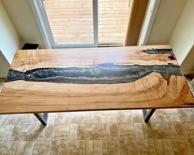 Gray epoxy resin coffee table, Epoxy wooden center table top, home Furniture Dec - Image 1 of 4