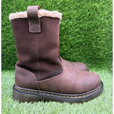 Dr. Martens Junior Juney замшевые ботинки из искусственного меха с подкладкой темно-коричневый - размер 1 США - Изображение 1 из 4
