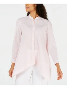 ANNE KLEIN Womens Pink Check Cuffed Collared Button Up Top 10 - Picture 1 of 3