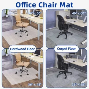 1/2/4/6X Bürostuhl Schreibtisch Matte Anti-Rutsch für Hart-/Teppichboden 36 x 48"/46 x 60" - Bild 1 von 62