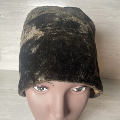 Коричневый бархат женщин таблетка стиль шляпа винтажный сделано Америка E Pluribus Unum печати - Изображение 1 из 4