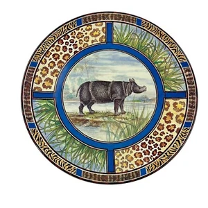 Plato Decorativo Gien France Sabana Rinoceronte D.L. "Placa de rinoceronte rara Garanti 12""" - Imagen 1 de 16