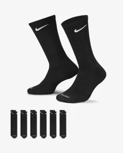 NIKE Dri-FIT Everyday Training 6-Pack Crew Socks Medium (6-8) Mens Black - Picture 1 of 3