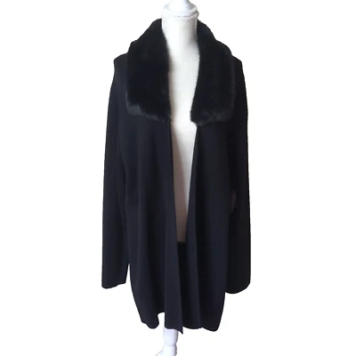 NWT Kasper Woman's Black Knit Sweater  With Removable Faux Fur Collar Size 3X - Image 1 of 4