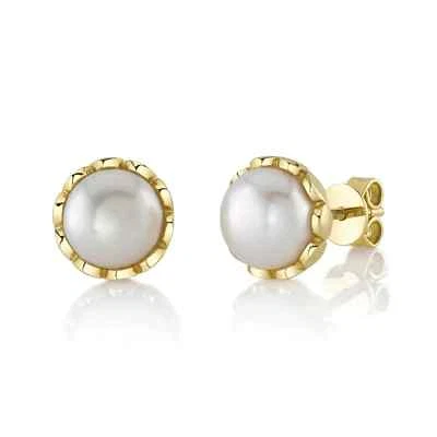 14K Yellow Gold Cultured Pearl Stud Earrings 8MM - Image 1 of 4