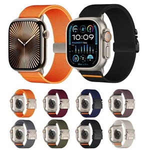 Correa de reloj de nailon elástica con hebilla para Apple Watch de 46 49 45 44 - Foto 1 di 10