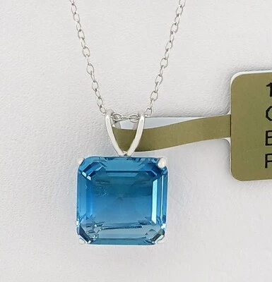 COLGANTE CIRCÓN AZUL GENUINO 4,12 quilates oro blanco 14K - Certificado gratuito - Nuevo con etiquetas Foto 1 de 4