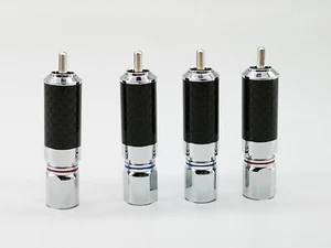4x Hifi audio Carbon Fiber Copper Rhodium RCA Plug Connector - Picture 1 of 4
