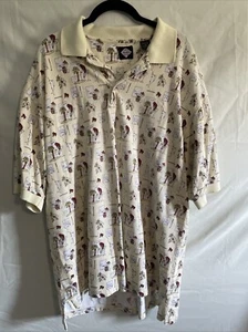 Vintage Tabasco Polo Shirt Mens 2XL White All Over Print Golf Beach Drinks - Picture 1 of 4
