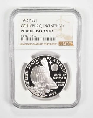 PF70 1992-P Commemorative $1 Columbus Quincentenary NGC Brown Label - Image 1 of 4