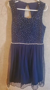 NWT Youth Girls Navy Blue Sparkley Party Dress Size 10 - Picture 1 of 3