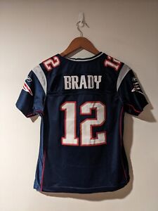 Vintage New England Patriots NFL Football Tom Brady Youth Medium Blue Jersey
