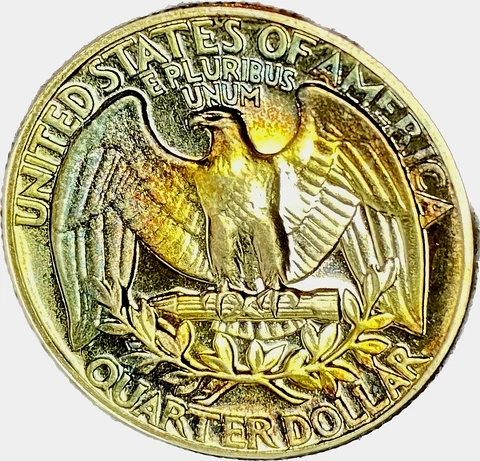 1962 WASHINGTON QUARTER PROOF DEEP RAINBOW TONING! Cover