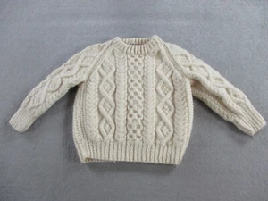 VINTAGE Sweater Boys 4 Beige Cream Fisherman Cable Chunky Knit Heavyweight Kids - Picture 1 of 7