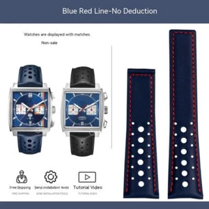 For Tag Heuer Monaco CBL2115 CAW211X CBL2181 Leather Watchband FoldingBuckle22mm - Picture 1 of 27