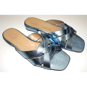 Naturalizer Women's Ashford Slide Sandal Metallic Blue, Size 9.5