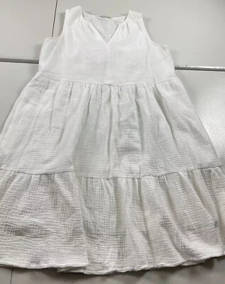 C&C California Dress Women Size Medium Tiered Cottagecore Boho White 100% Cotton - Image 1 of 4
