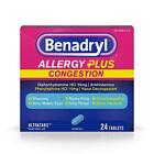 6 Pack Benadryl Allergy Plus Congestion Ultra Tablets Sinus Problems 24 Count Ea
