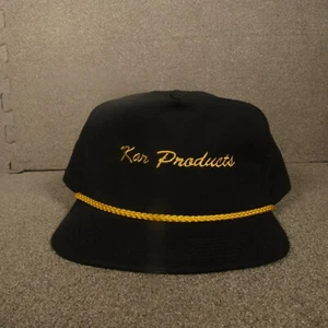 Vintage Kar Products Black Hat Cap Baseball Style Made In USA Tag AB Strapback - Picture 1 of 8