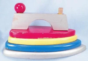 Wooden Iron Toy Linemar Japan Educational Stacking Wood Vintage 1 Knob Missing - Picture 1 of 8