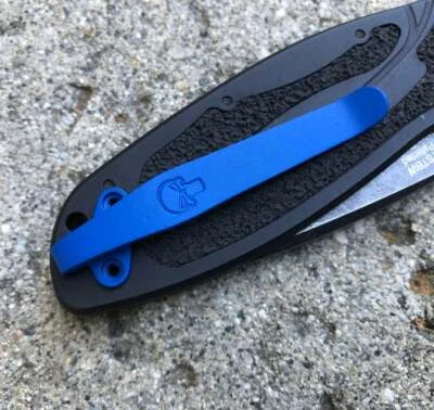Clip de bolsillo profundo de titanio azul mate para cuchillo de bolsillo Kershaw Blur 1670  Foto 1 de 4