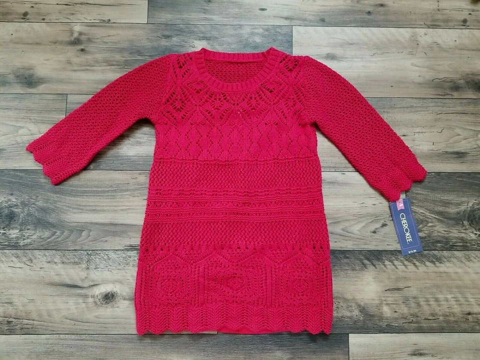 Новый! Девочка клюквы красный вязаный свитер туника верх - размер 6/X - супер милый! - Изображение 1 из 3