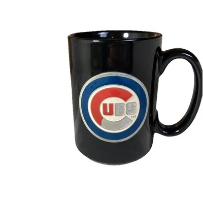 Chicago Cubs Coffee Mug Embossed Logo Black 14oz New MLB Baseball Cup - Image 1 of 4
