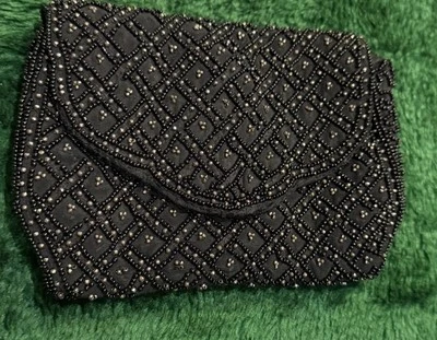 Cartera sin asas Longchamps Francia de colección con cuentas de noche negra clásica Francia Foto 1 de 4