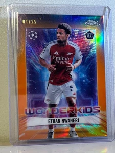 2024-25 Topps Chrome UCC Ethan Nwaneri Wonderkids RC /25 Orange Refractor #1/25 - Bild 1 von 2