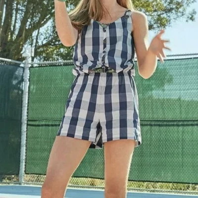 Mono Matilda Jane 435 Niñas Talla 12 Country Roads Mameluco Azul Marino Blanco Cuadros Foto 1 de 4