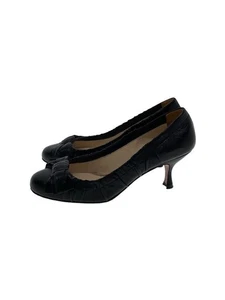 PRADA Pumps 38 Black LEATHER BOW Used - Picture 1 of 6