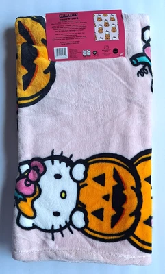 Hello Kitty Caída Naranja Calabazas 46 x 60" Rosa Manta Halloween Nuevo con Etiquetas Foto 1 de 4