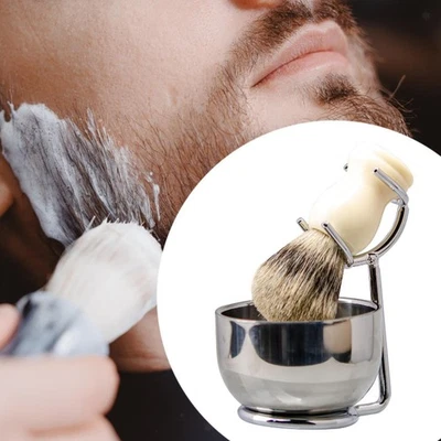 Kit di rasatura del pennello da barba Kit da barba per uomo Crema di panna per - Immagine 1 di 4