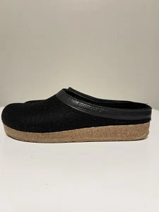 HAFLINGER Women’s Clogs Slippers Mules EU 40 US 9 Black Felted Wool & Cork - Picture 1 of 11