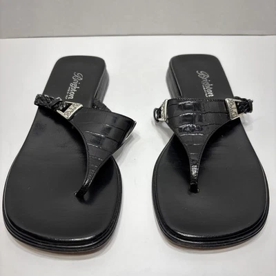 Sandalias de cocodrilo sintético Brighton para mujer talla 6 M Italia planos Foto 1 de 4