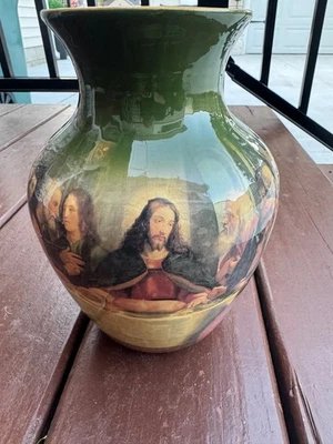 "Florero vintage La Última Cena Jesús Discípulos Da Vinci Religioso 8,5""" Foto 1 de 4