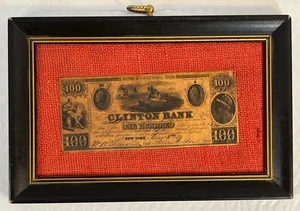 Billete de 100 dólares del Banco Clinton enmarcado 1839 reproducción vintage - Imagen 1 de 8