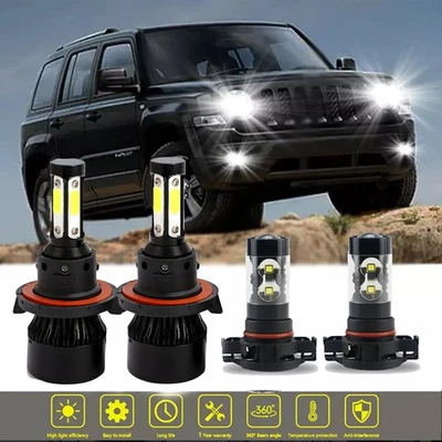 For Jeep Patriot 2010-2017 -4X LED Headlight High/Low Beam + Fog Light Bulbs kit - Image 1 of 4