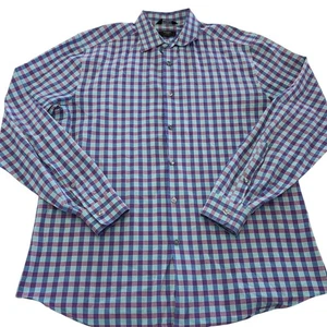 Paul Smith Shirt Mens 16.5 42 Large Blue Purple Plaid Button Down The Byard - Picture 1 of 9